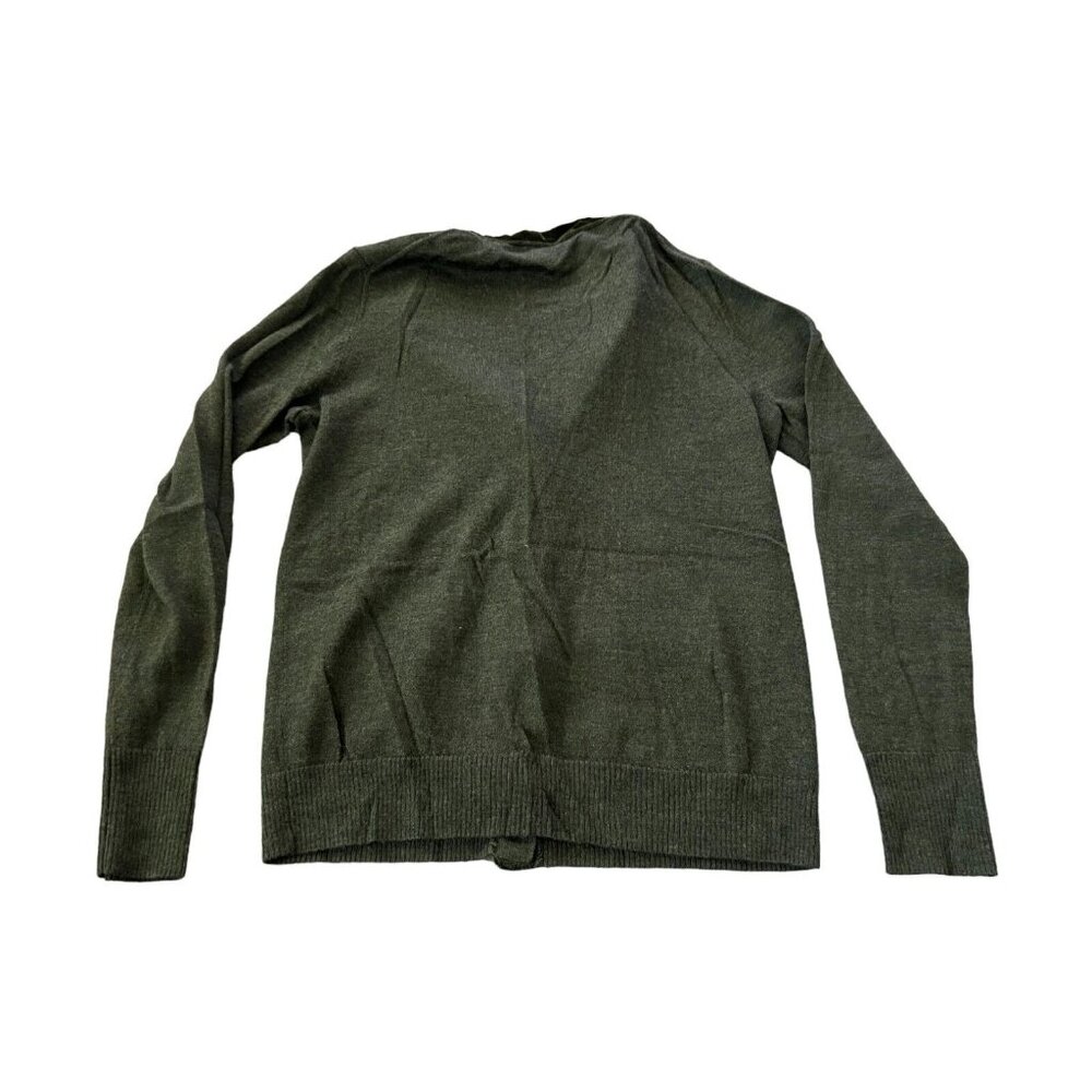 J. Crew Cardigan Small Green Merino Wool Blend Button Down Sweater Velvet Trim - Picture 3 of 6